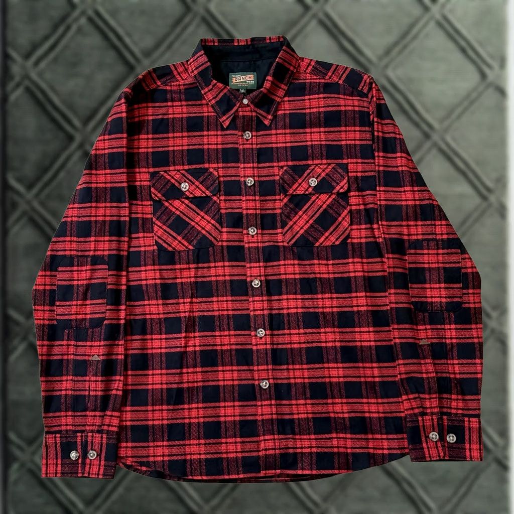 Tecovas Tecovas Ranch Wear Flannel Overshirt Large Buffalo Plaid Shirt Button-Up Chest Pockets Multicolor Cotton Western Cowboy USA L Regular NWT Size US L / EU 52-54 / 3 - 1 Thumbnail