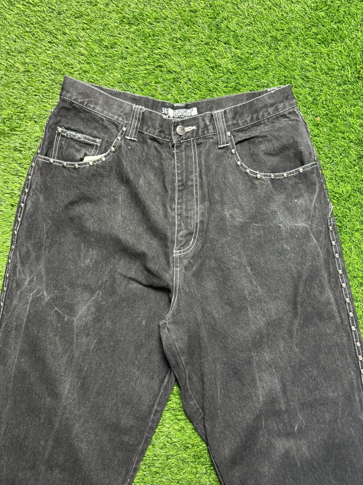 JNCO RAW BLUE - side stud baggy jeans Size US 33 - 3 Thumbnail