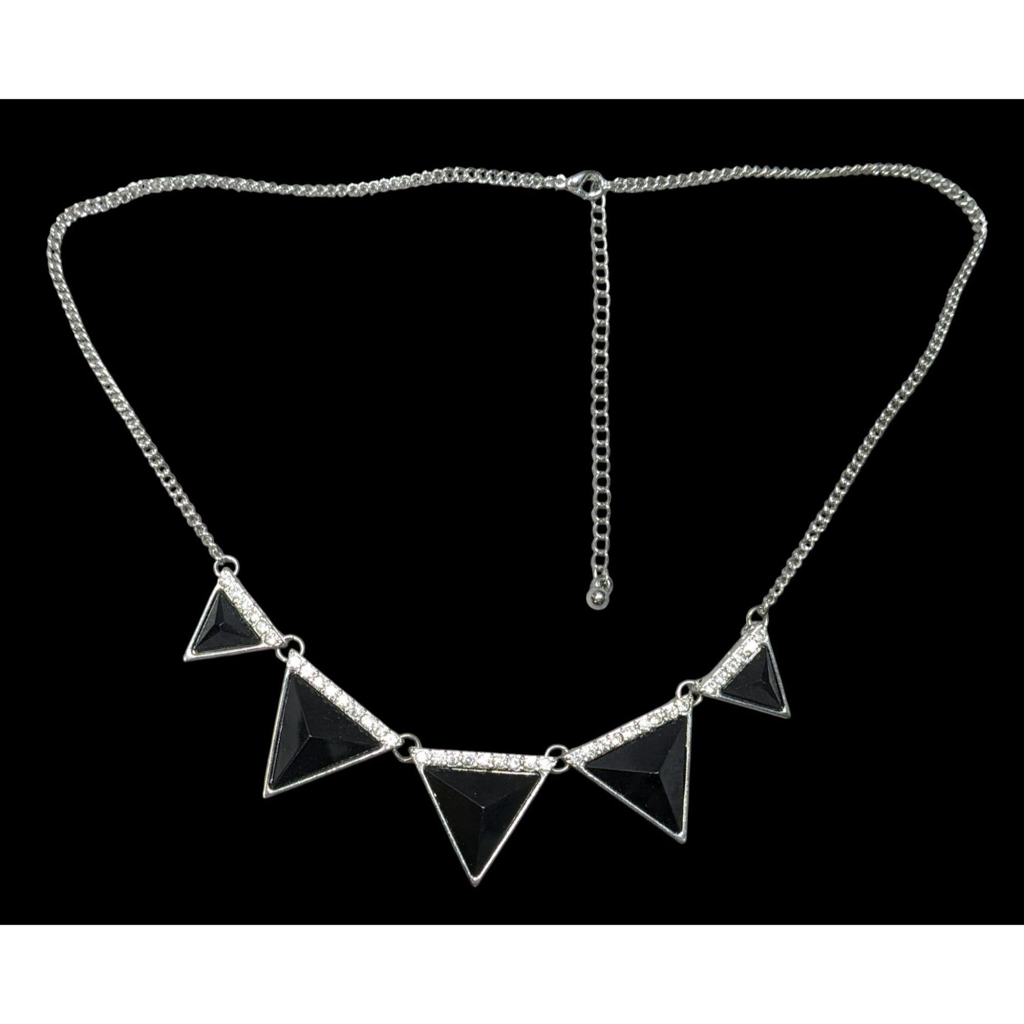 Other Geometric Black Triangle Necklace With Rhinestone Accents Size ONE SIZE - 1 Thumbnail
