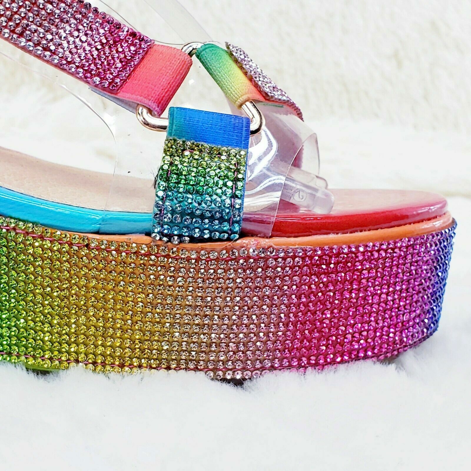 Other 2" Flatform Harness Strap Super Sparkle Rainbow Rhinestone S Size US 7 / IT 37 - 3 Thumbnail
