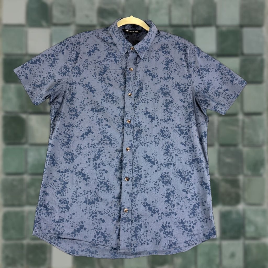 TravisMathew Travis Mathew Exclusive Club Button-Down Shirt Mens Large Blue Floral SS Casual Size US L / EU 52-54 / 3 - 1 Thumbnail