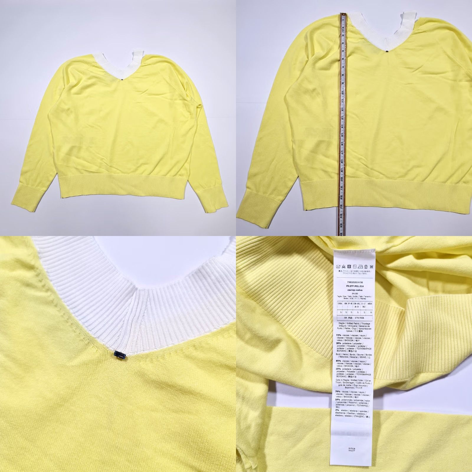 Sportmax SportMax Womens Jumper Yellow L Long Sleeve V-Neck Pullover Knit Top Size L / US 10 / IT 46 - 8 Thumbnail