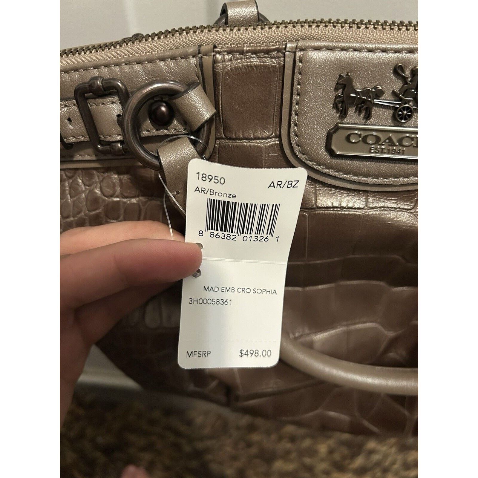 Coach NWT Coach Madison Sophia Croc Brown Leather Bag Convertible Size ONE SIZE - 2 Thumbnail