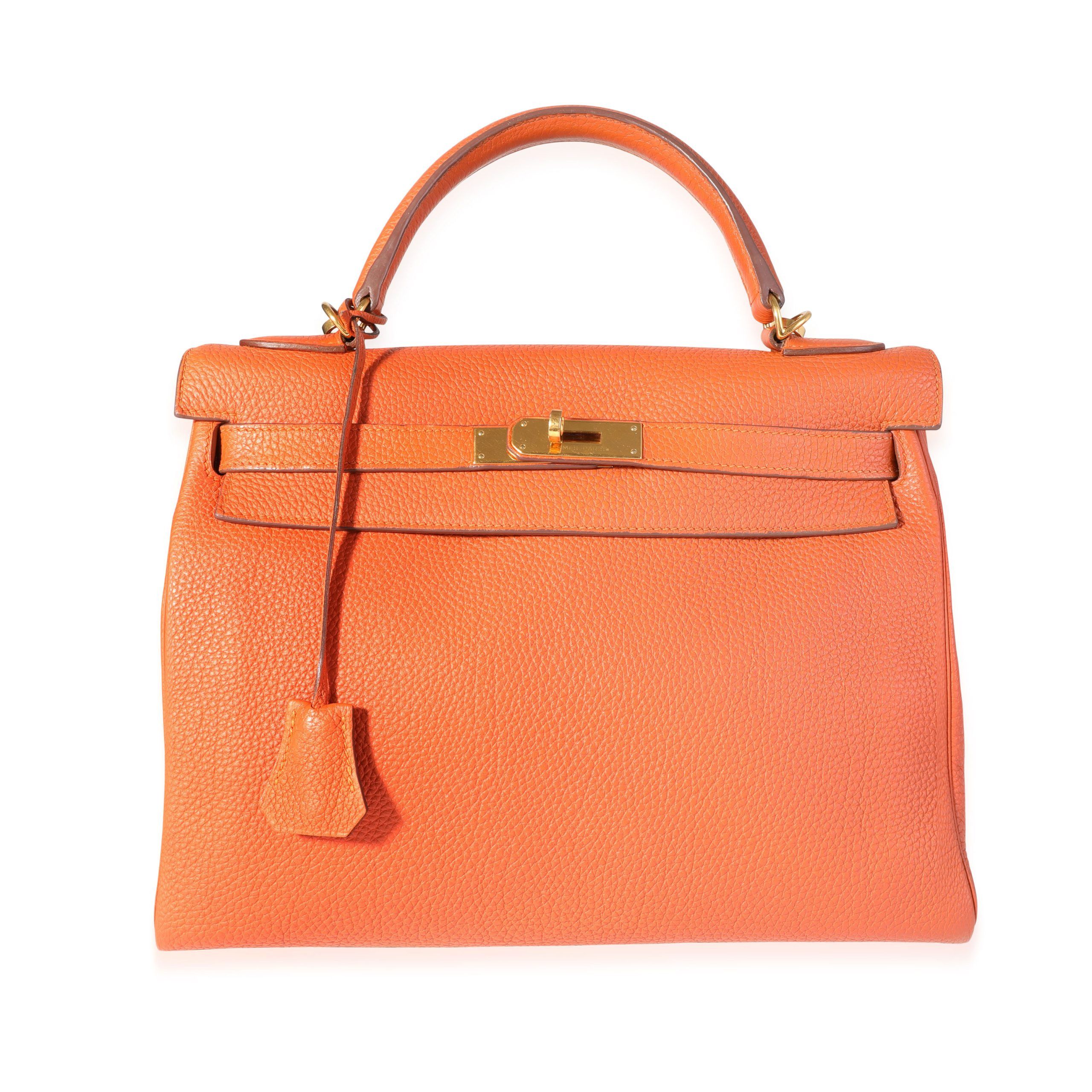 Hermès Orange Togo Retourne Kelly 32 GHW