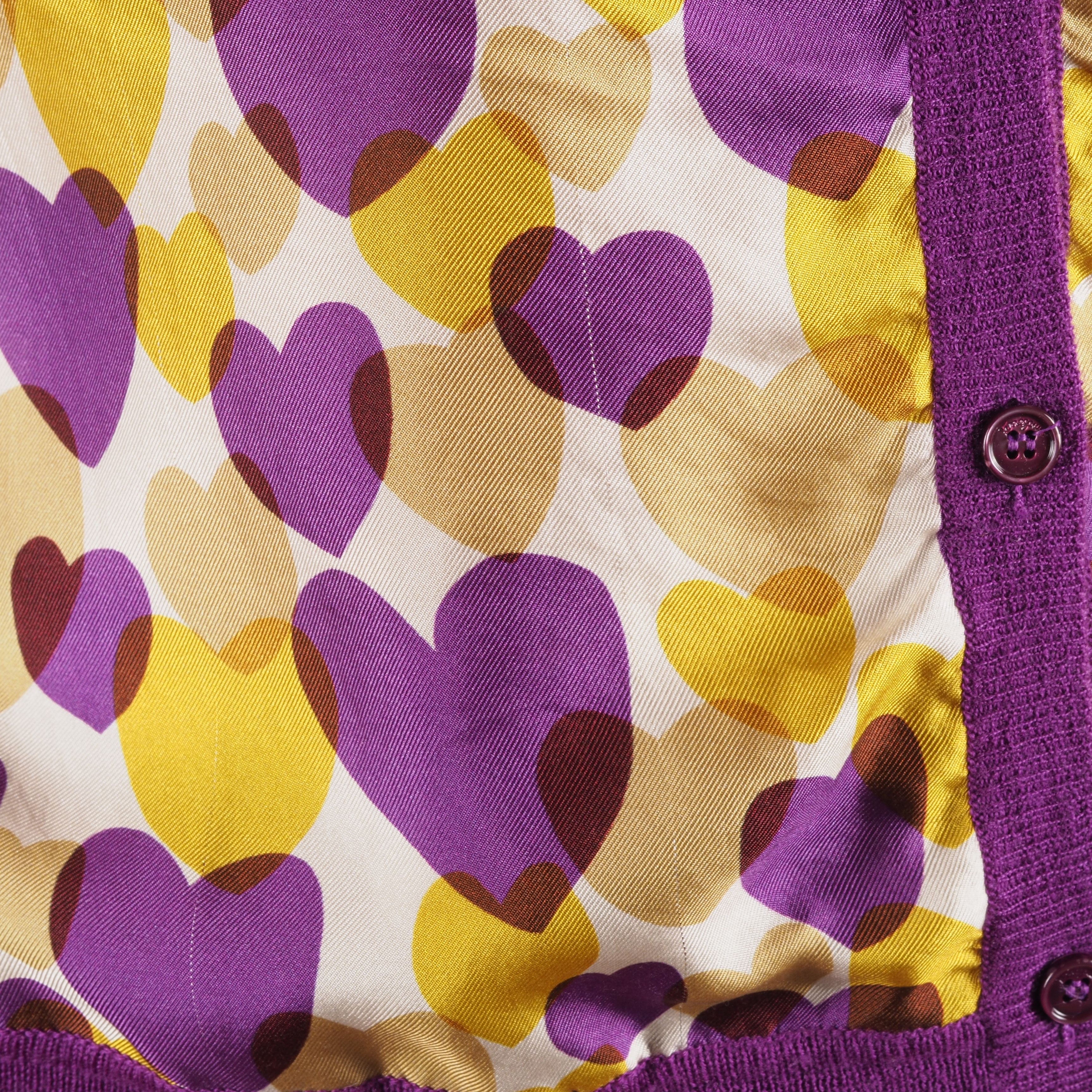 Salvatore Ferragamo Salvatore Ferragamo Vintage Cardigan Heart Print Purple Size S / US 4 / IT 40 - 5 Thumbnail