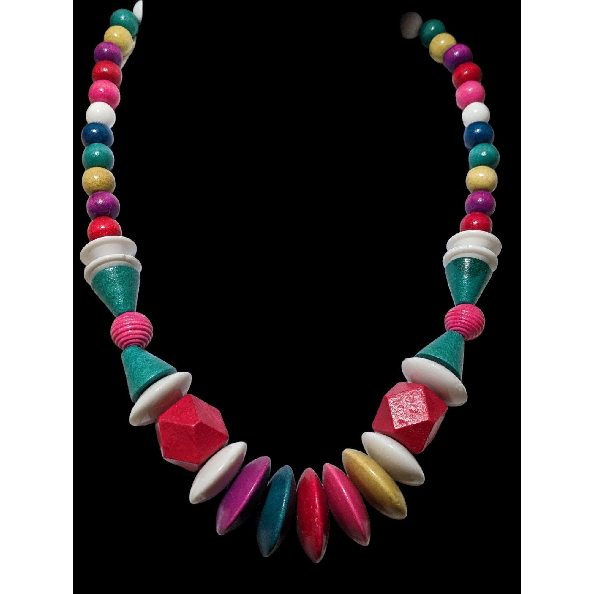 Other Vintage Rainbow Wood Beaded Statement Necklace Size ONE SIZE - 1 Thumbnail