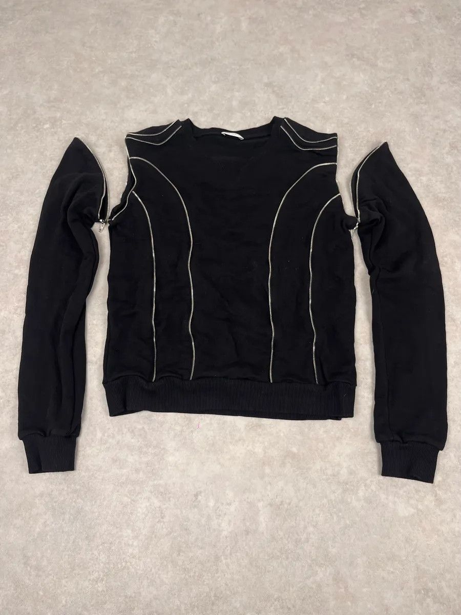 Saint Laurent Paris SS2015 Saint Laurent Multi Zips Black Crewneck Sweater by Hedi Slimane Size US S / EU 44-46 / 1 - 1 Thumbnail