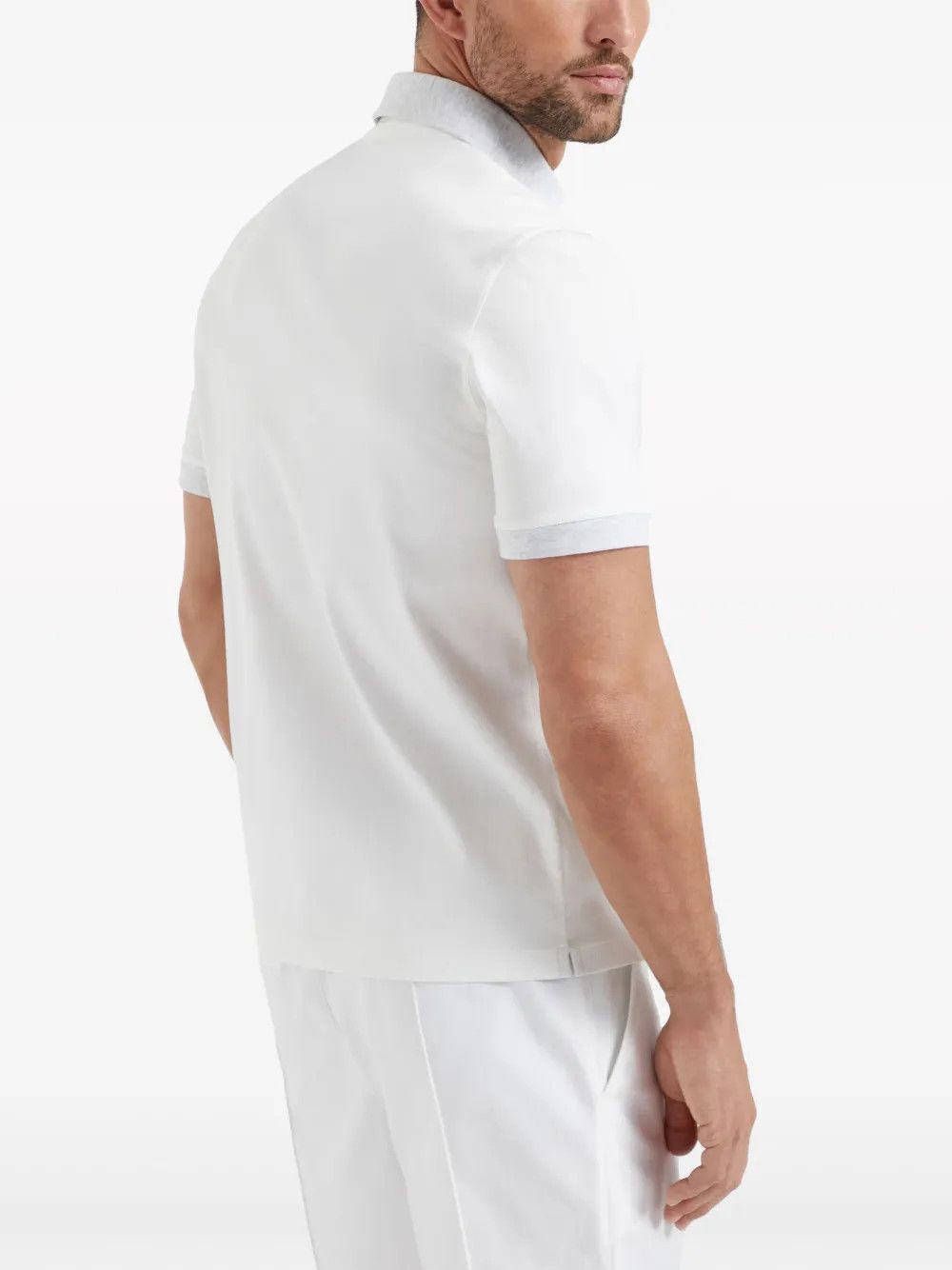 Brunello Cucinelli o1la1rc1a0325 Polo T-Shirt in White Size US S / EU 44-46 / 1 - 4 Thumbnail