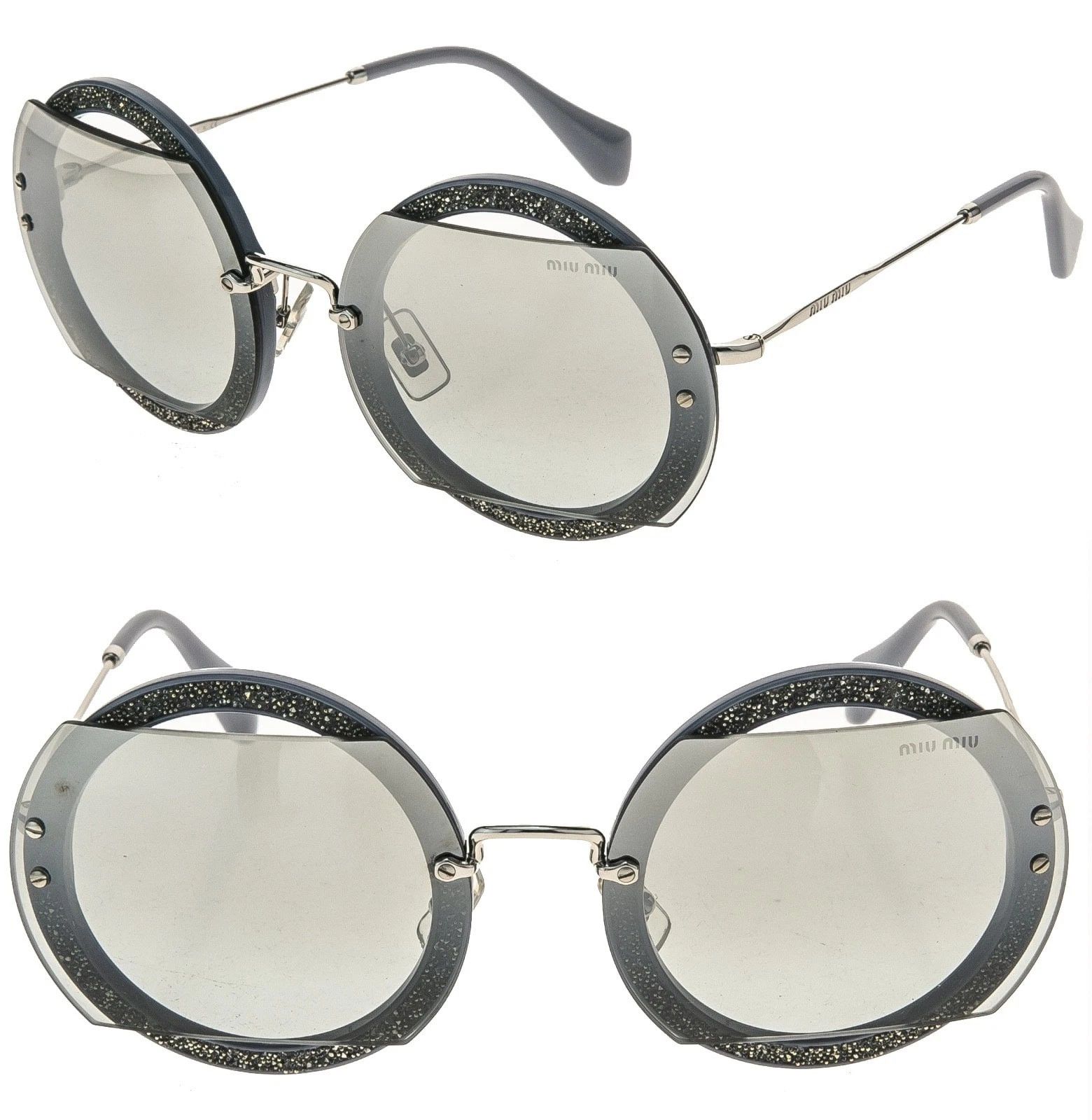 Miu Miu MIU MIU MU06SS REVEAL GLITTER 06S Silver Mirrored Sunglasses Size ONE SIZE - 1 Thumbnail