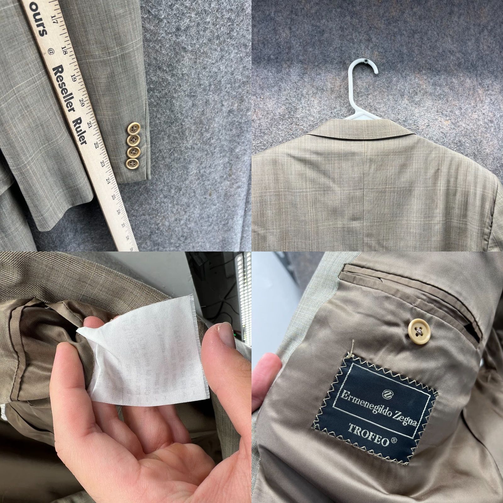 Ermenegildo Zegna Ermenegildo Zegna Blazer Mens 46R Beige Double Breasted Trofeo Wool Jacket Dress Size 46R - 8 Thumbnail