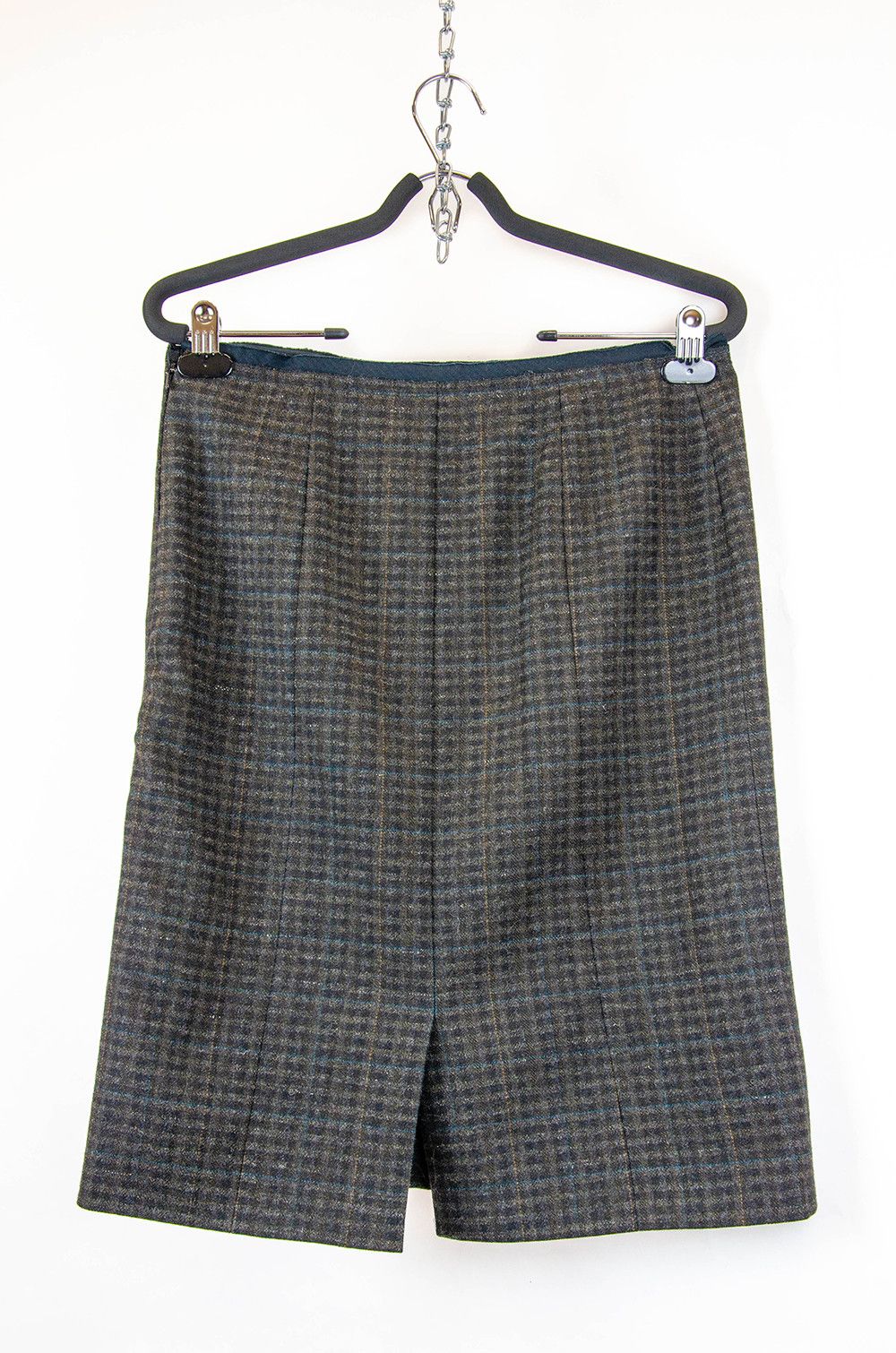 Prada Prada Checked Wool Midi Skirt Brown Grey Size IT40 Size 27" / US 4 / IT 40 - 2 Thumbnail