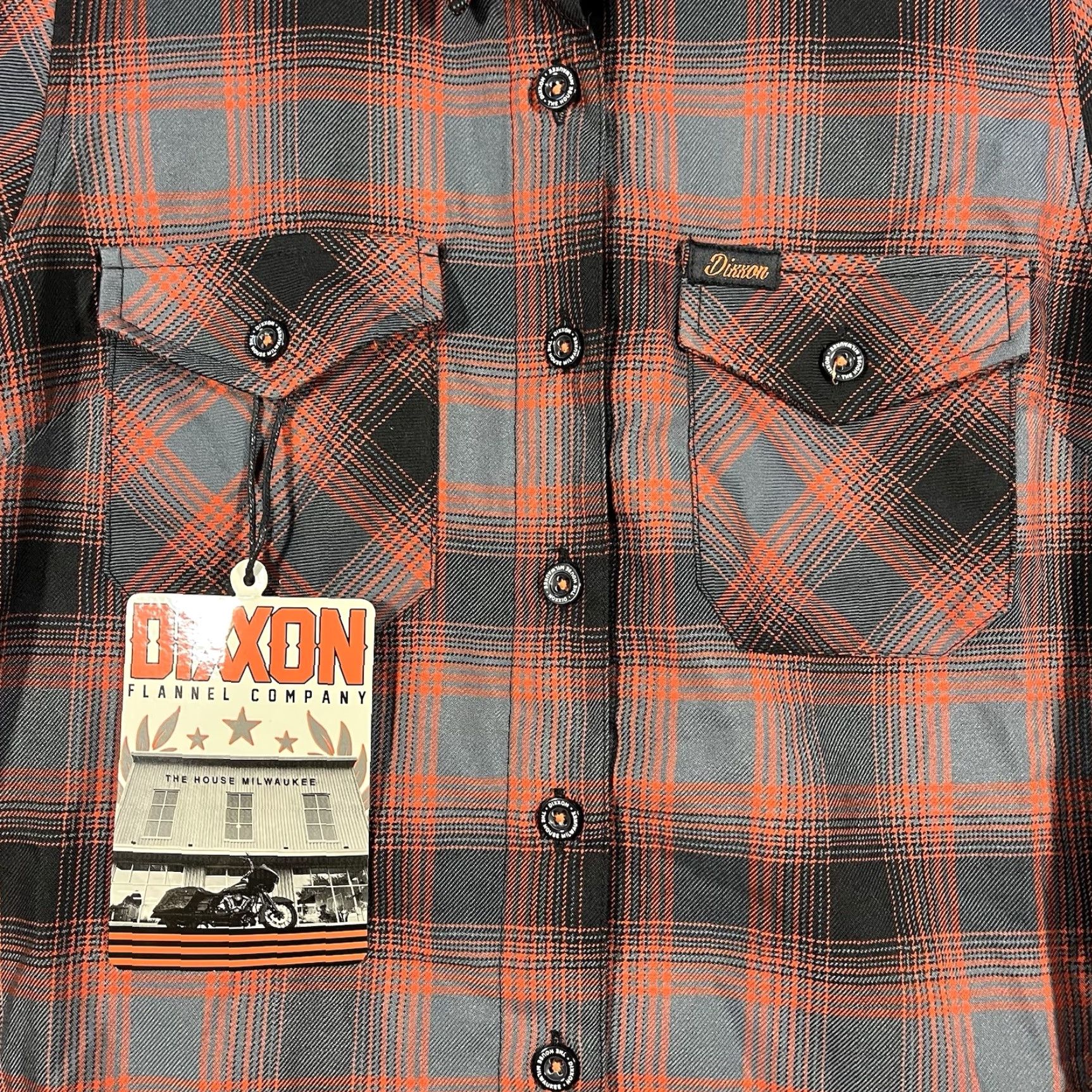 CO Dixxon Shirt Women's Small The House Of Milwaukee Plaid Multicolor Button-Up Long Sleeve Collared USA 100% Polyester Limited Ed Orange Black Size S / US 4 / IT 40 - 2 Thumbnail