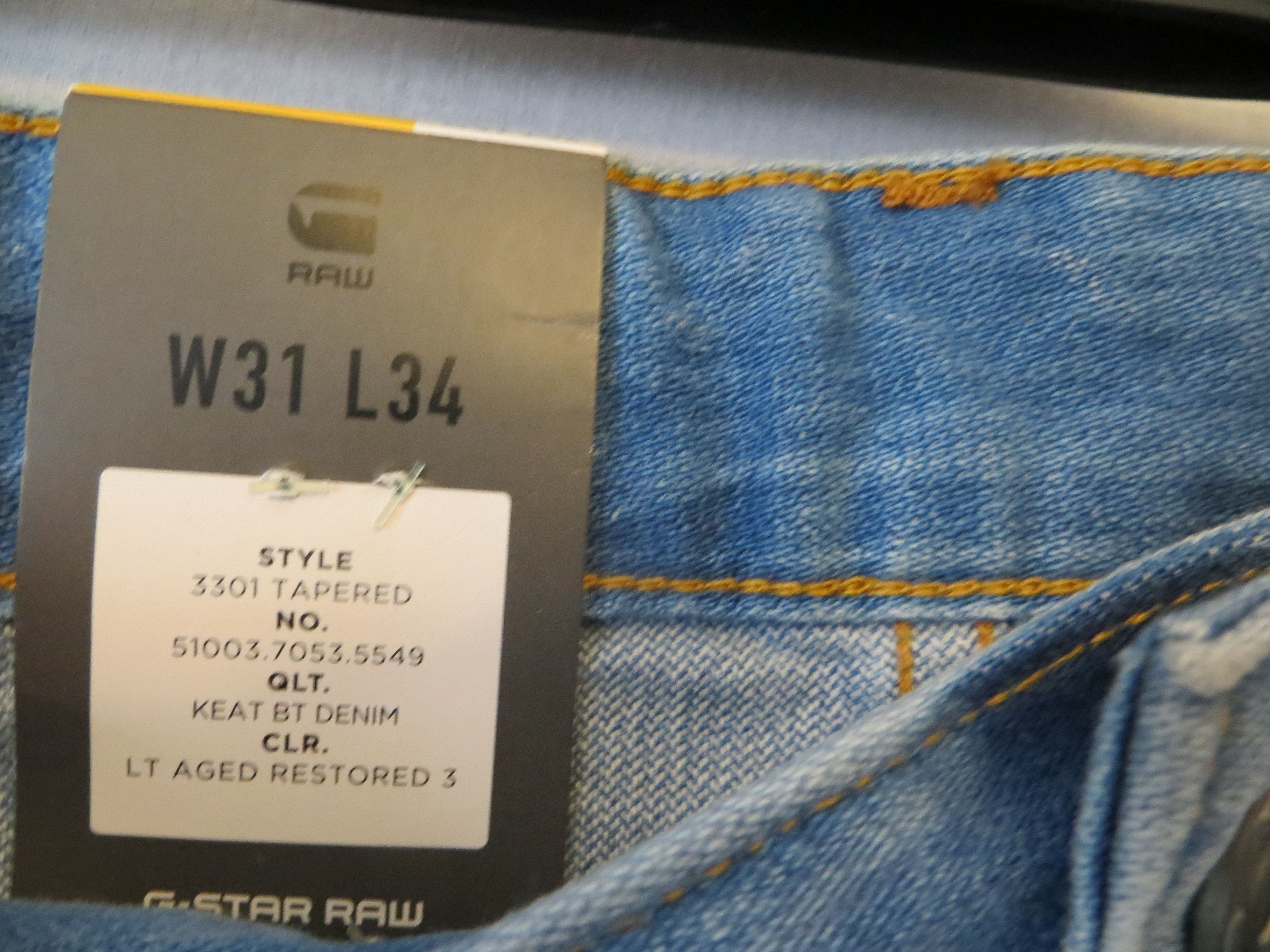 G-Star 3301 TAPERED LT AGED RESTORED 3 JEANS 31 X 34 Size US 31 - 4 Thumbnail