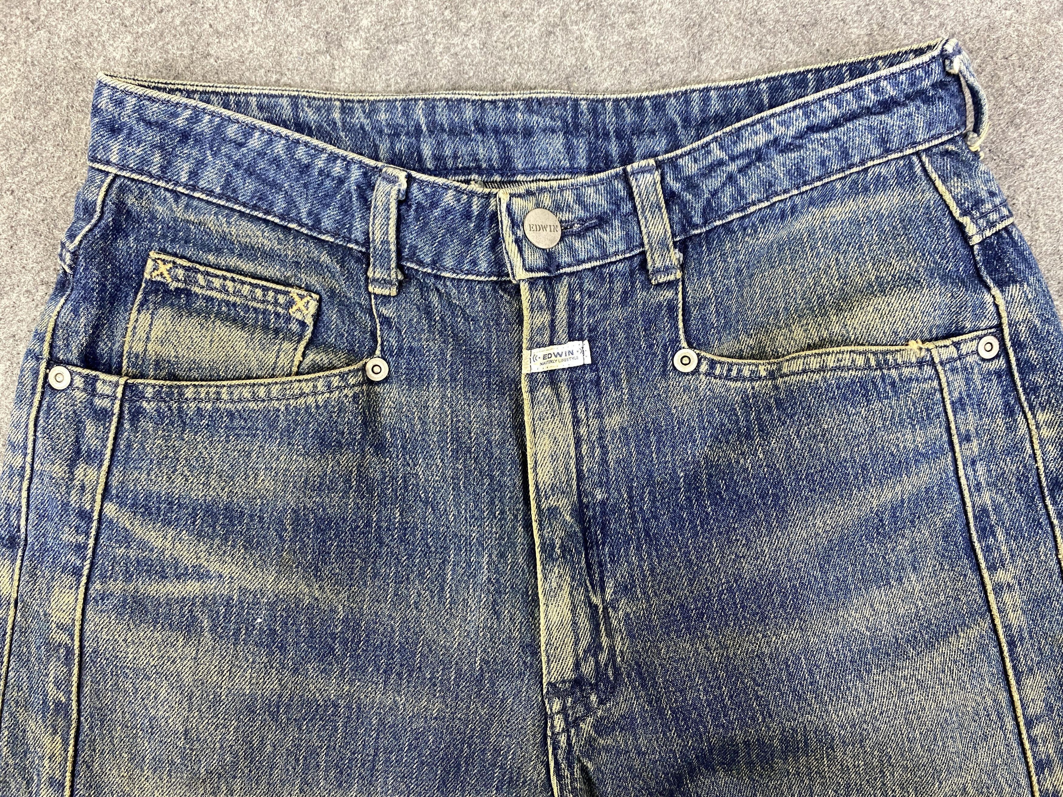 Japanese Brand Dirty Blue Vintage Edwin Jeans 29x27 Denim- JN3317 Size US 29 - 4 Thumbnail
