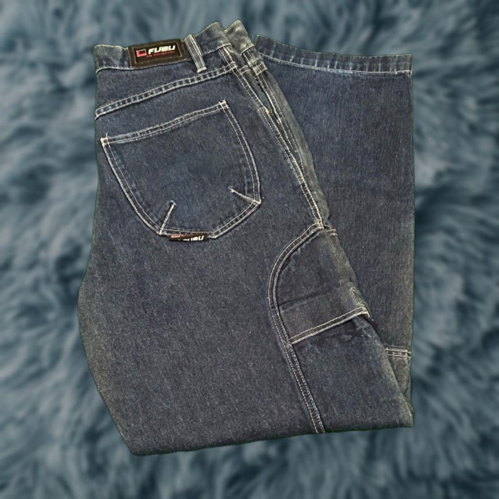 Fubu VINTAGE FUBU Baggy Jeans Skater Grunge Hip Hop VTG Mens 34 34x34 Denim Blue Wide-Leg Relaxed 1990s 2000s Mens Size US 34 / EU 50 - 1 Thumbnail