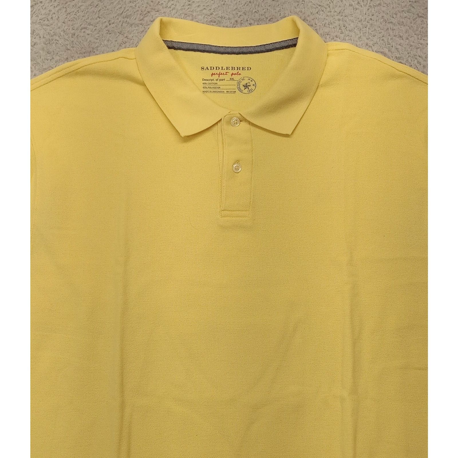 Saddlebred Saddlebred Shirt 2XL Men's Perfect Polo 2 Button Yellow Size US XXL / EU 58 / 5 - 3 Thumbnail