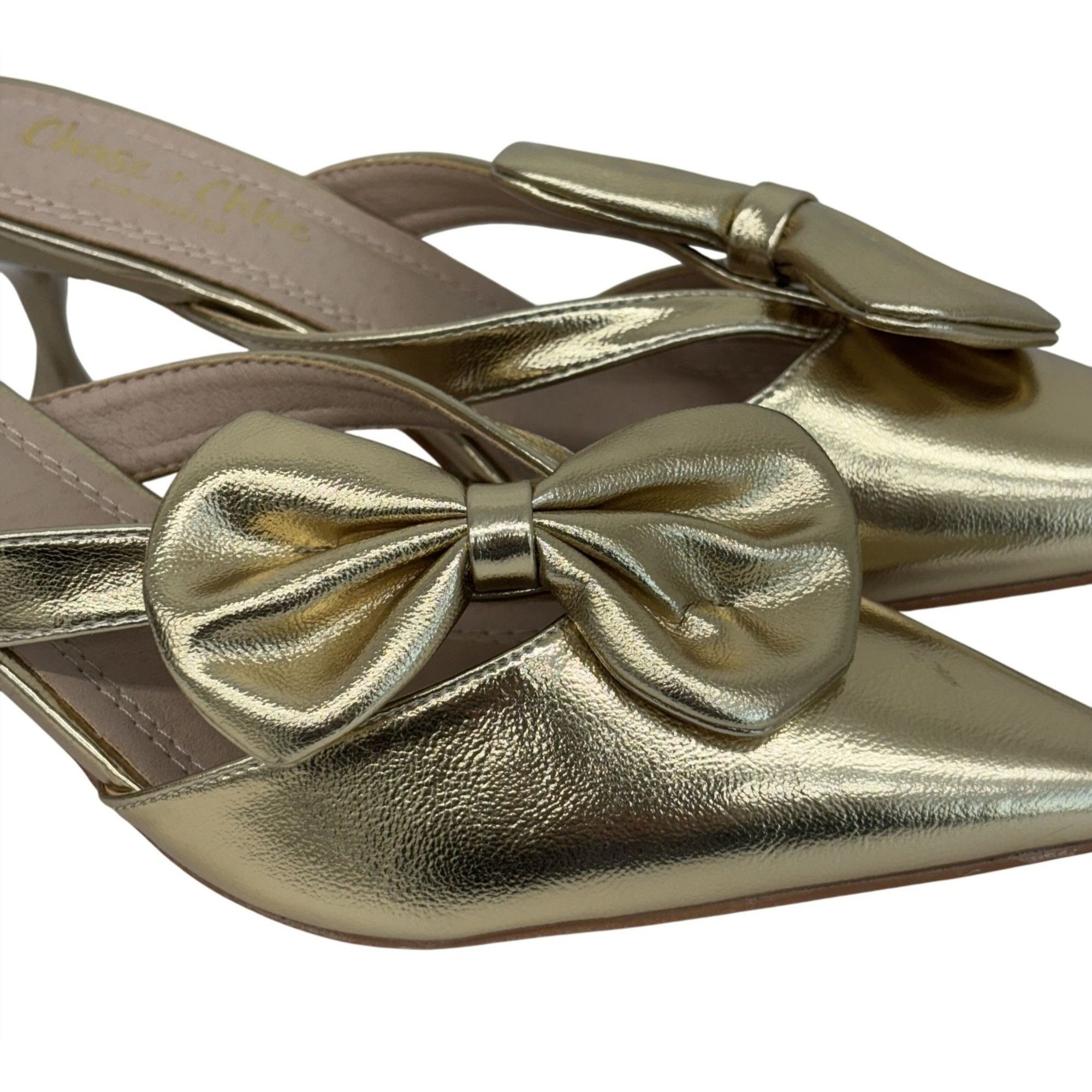 Other CHASE + CHLOE / Idra-3 / Gold / Pointed-Toe / Kitten Heel / Size US 9 / IT 39 - 6 Thumbnail