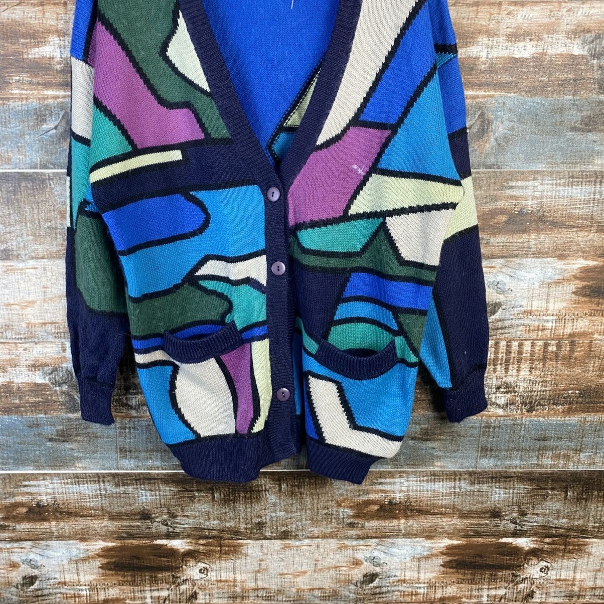 Vintage DL Anhan Blue Cardigan Knitwear #C1144 Size M / US 6-8 / IT 42-44 - 3 Thumbnail