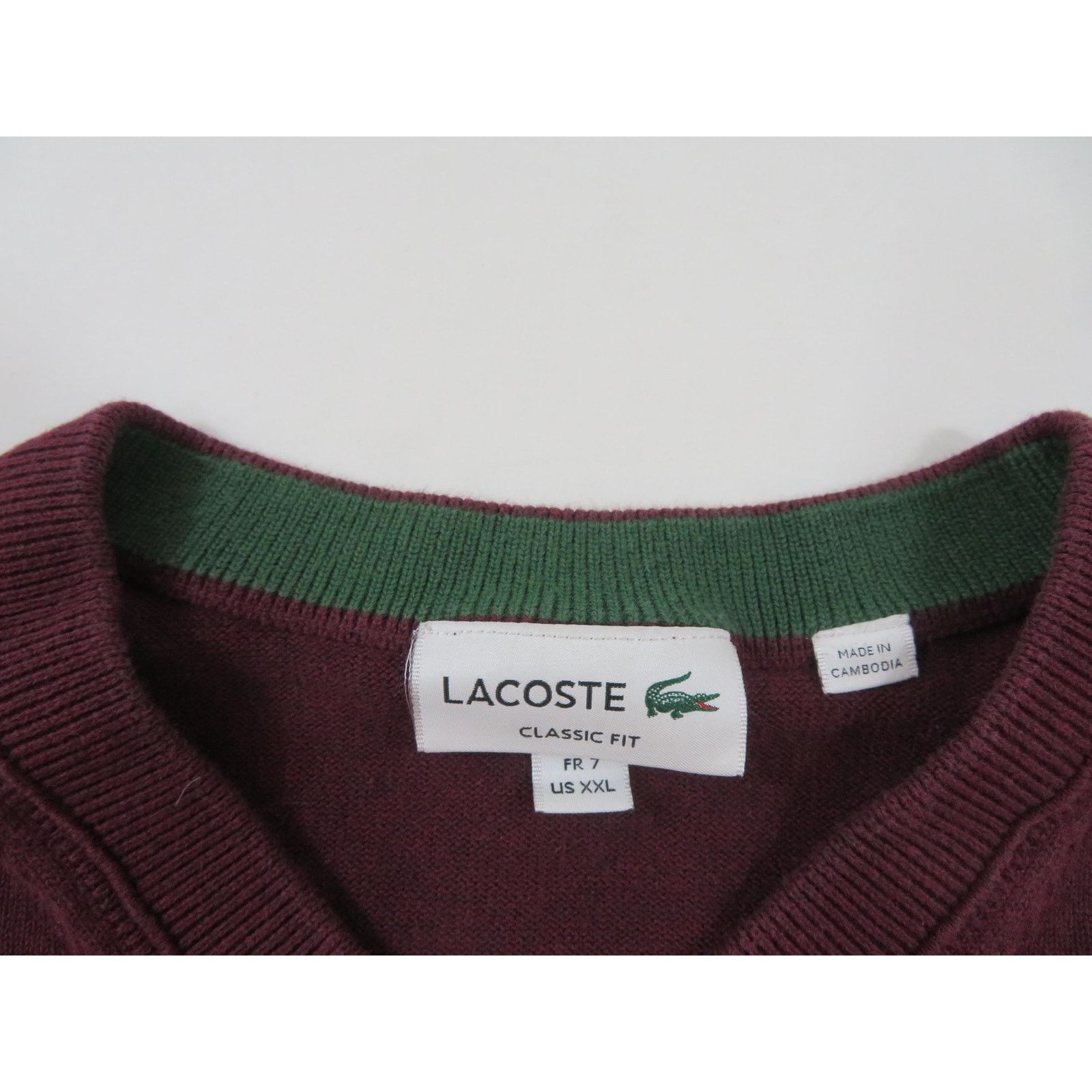 Lacoste Lacoste Classic Fit Burgandy Sweater V-neck Womens Sz 2XL Size XXL / US 16-18 / IT 52-54 - 3 Thumbnail