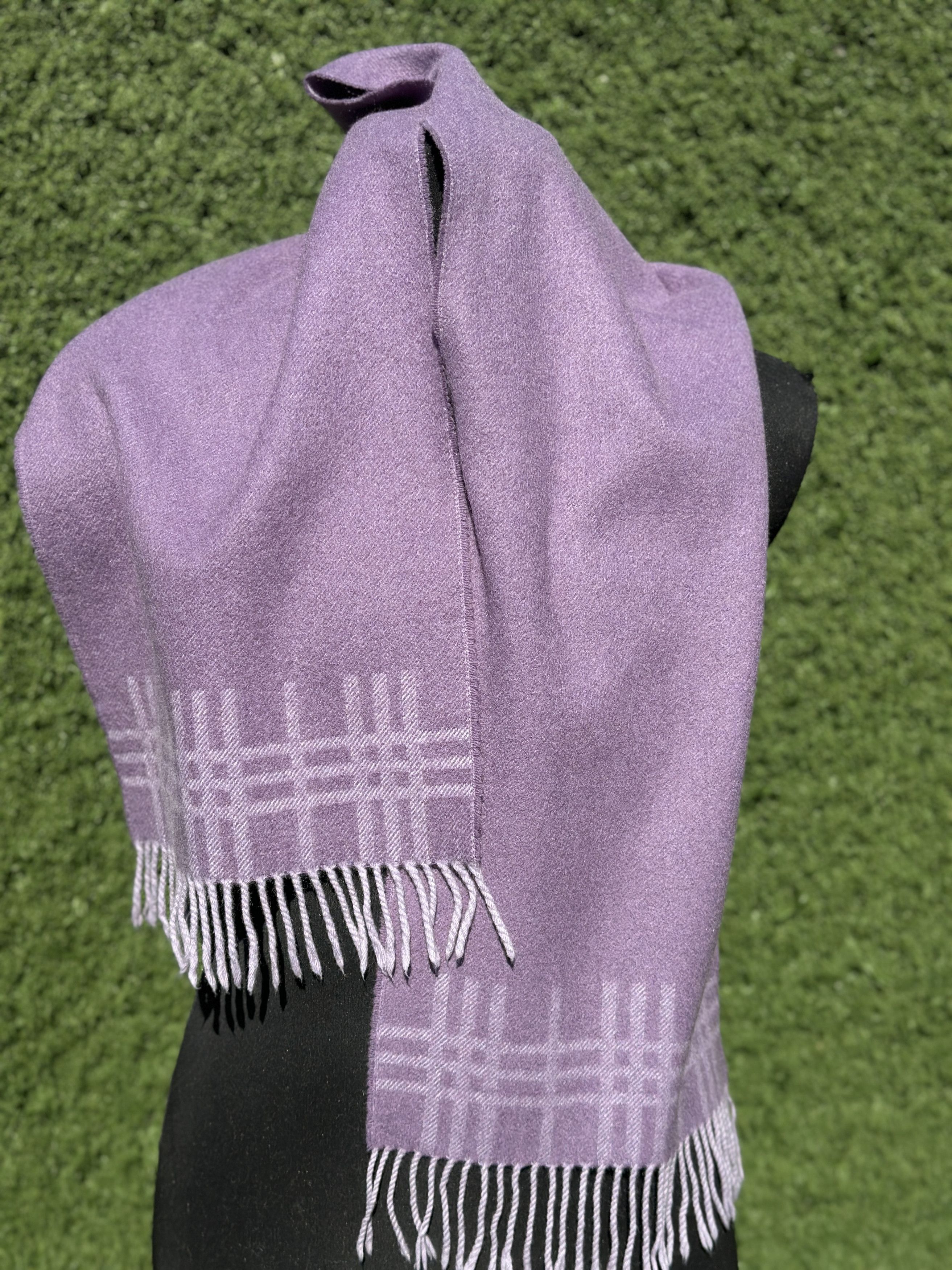 Burberry Burberry London 100% Cashmere Scarf Lilac England 130x30 Cm Size ONE SIZE - 7 Thumbnail