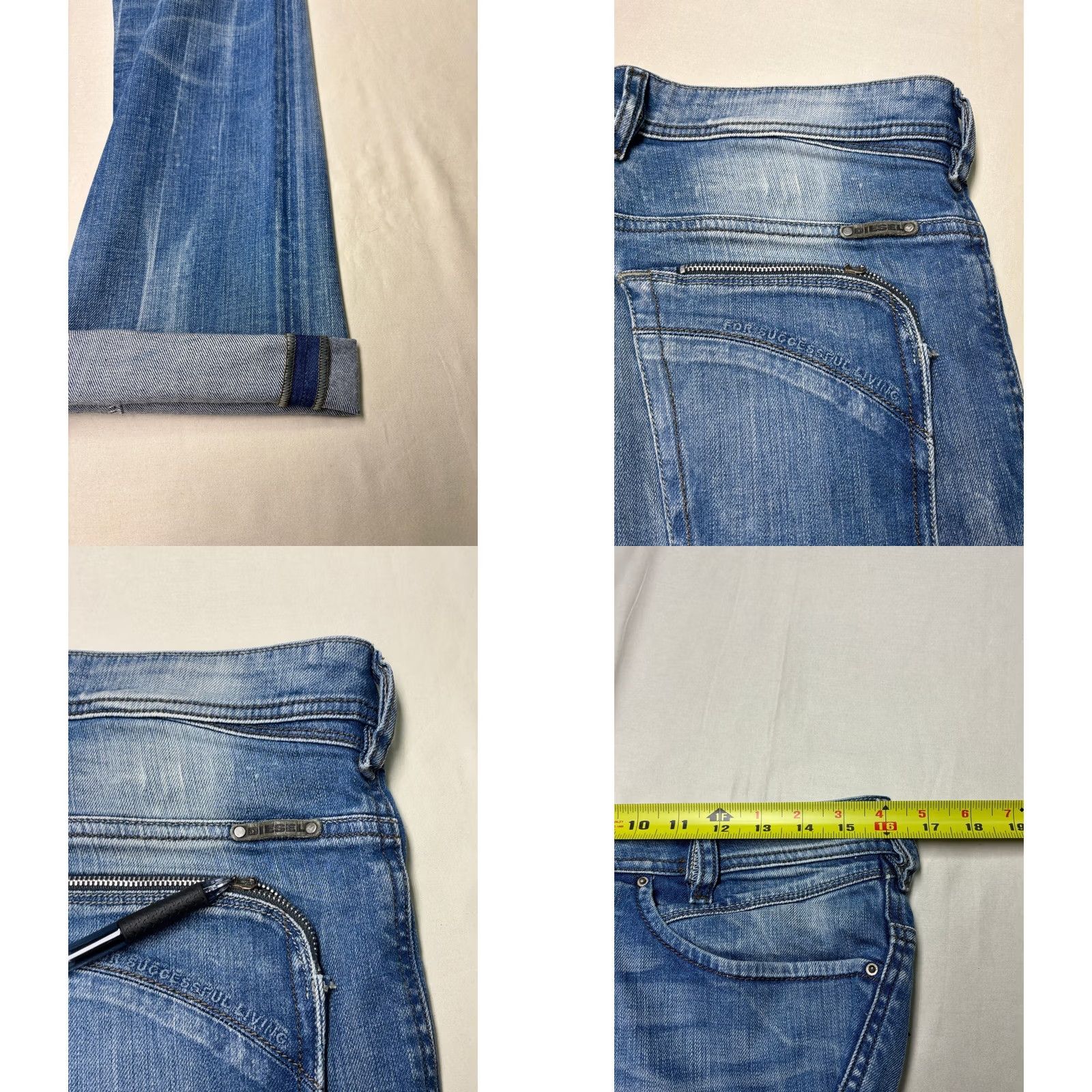 Diesel Diesel Poiak Mens Jeans Size 30x29 Blue Wash 008N4 Stretch Straight Leg Denim Jeans Size US 30 / EU 46 - 8 Thumbnail