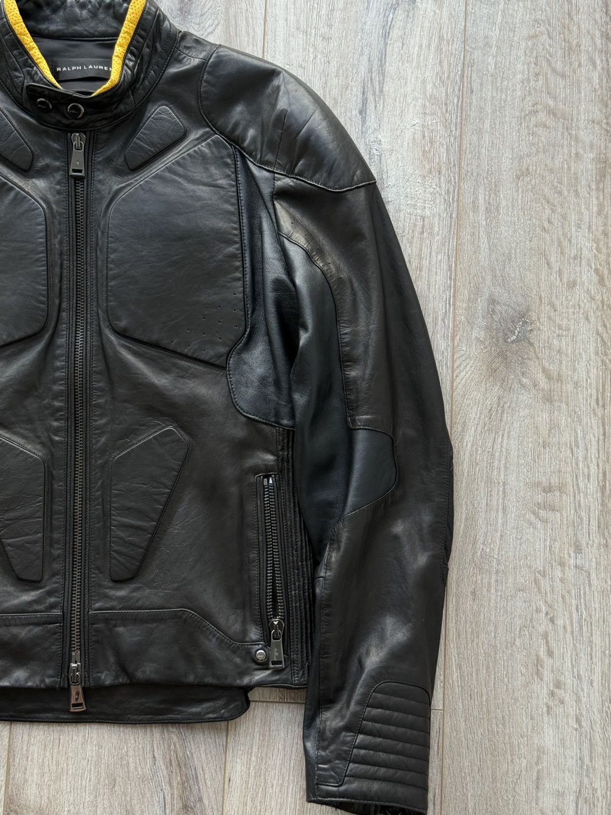 Ralph Lauren Black Label ARCHIVE 5/5 LEATHER MOTO JACKET WITH RIBBED ARMOR DETAILING Size US M / EU 48-50 / 2 - 8 Thumbnail