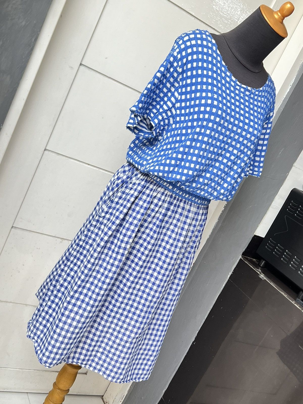 Zucca ZUCCA Blue Plaid Dress Size XS / US 0-2 / IT 36-38 - 3 Thumbnail
