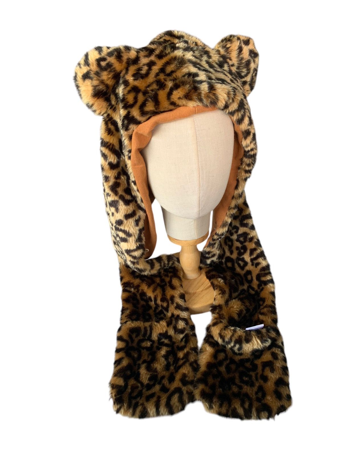 Japanese Brand Plush Leopard Horn Earflap Animals Rayalice Beanie Hats🐆 Size ONE SIZE - 13 Thumbnail