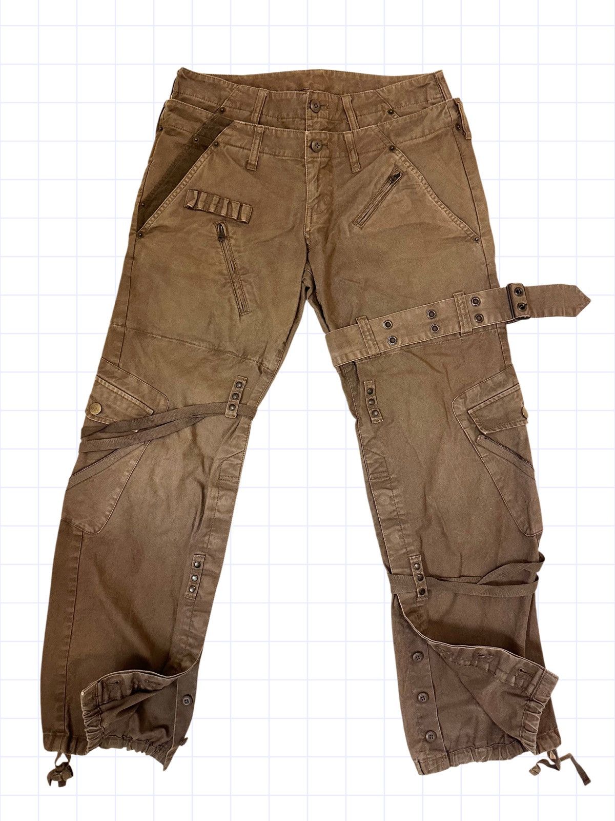 Japanese Brand × Vintage Vintage Double Waisted Japanese Twill Pants Denim Tan Brown Size US 32 / EU 48 - 2 Thumbnail