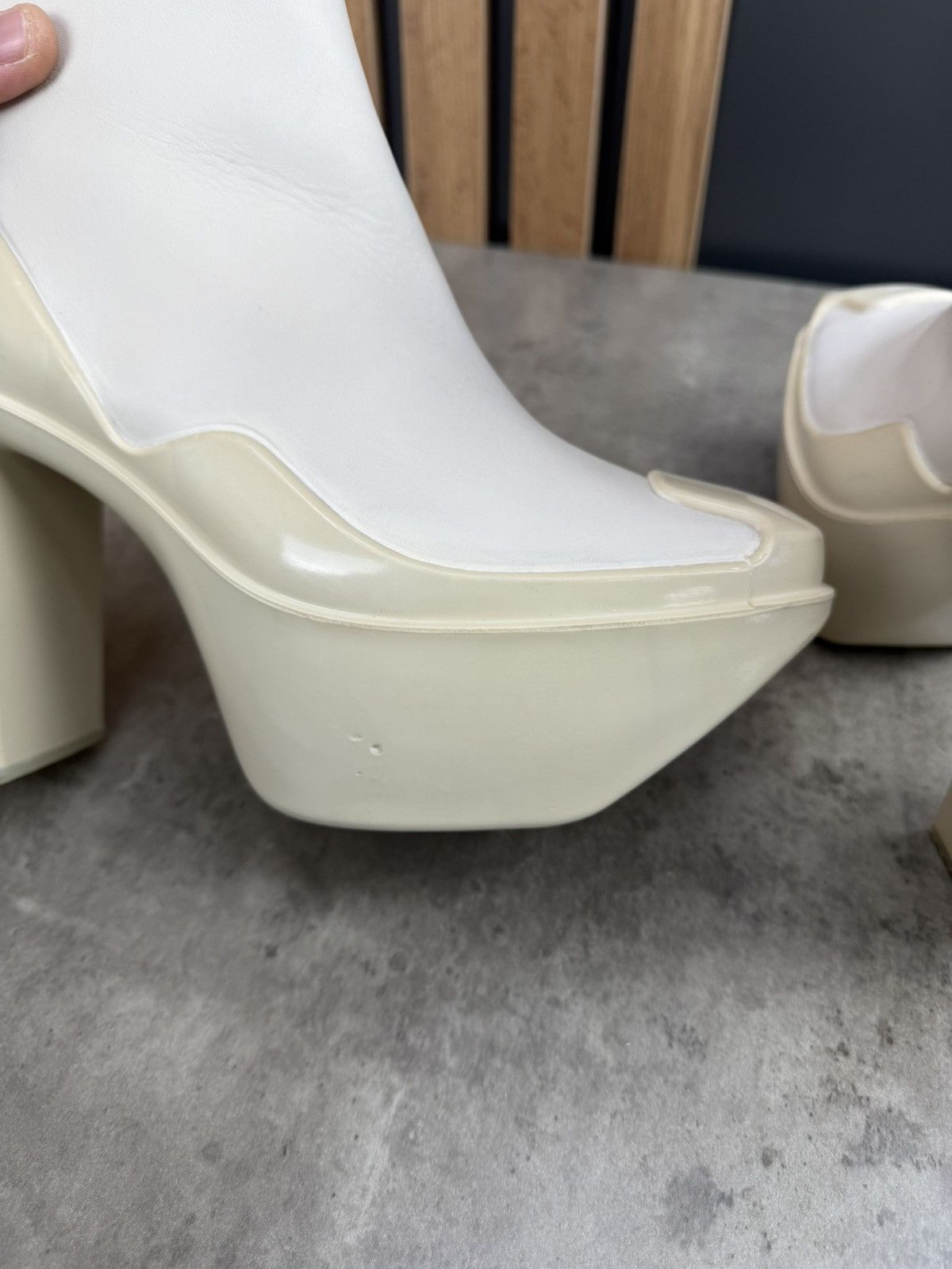 Peter Do at.kollektive x Peter Do Leather Platform Ankle Boots White Size US 10 / IT 40 - 9 Thumbnail