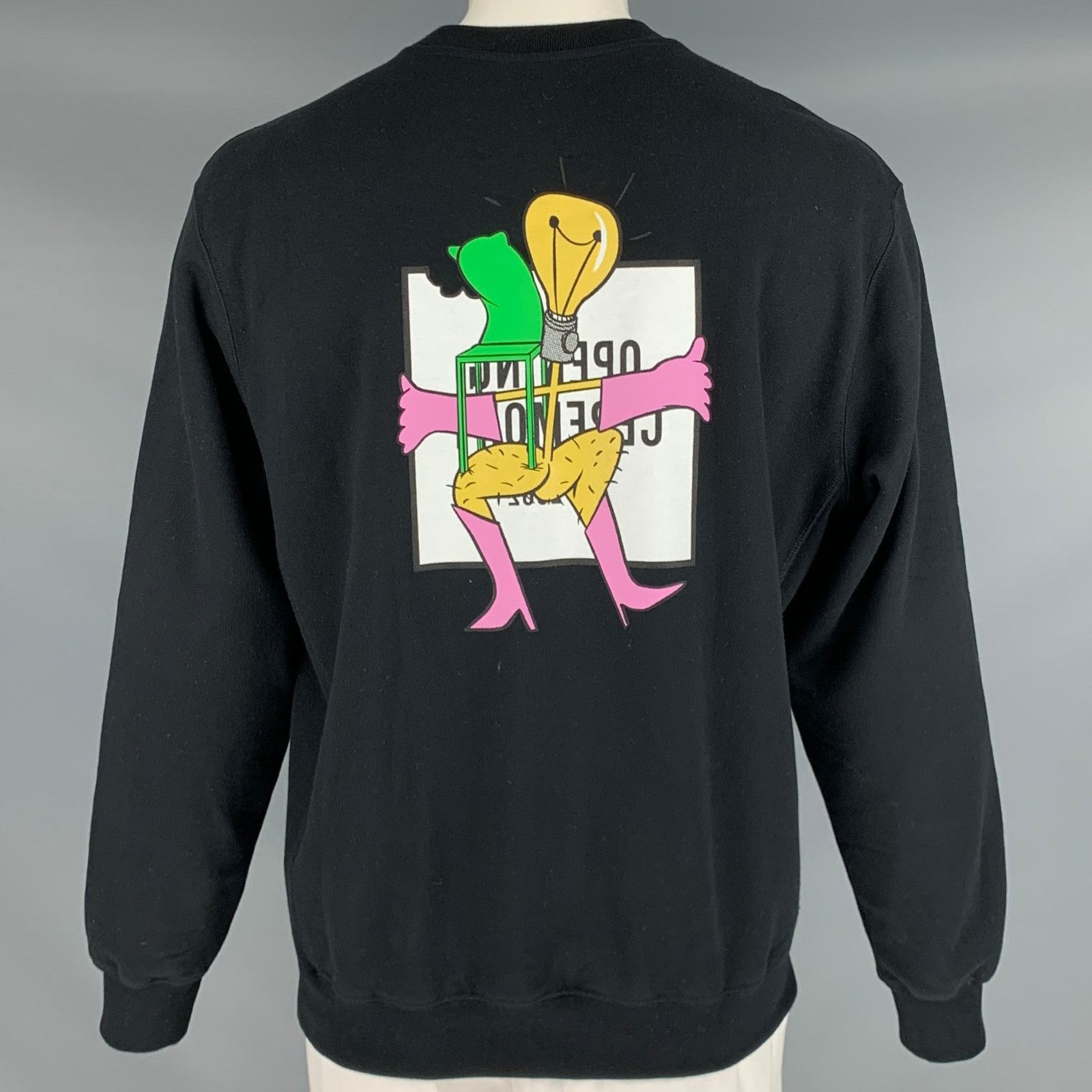 Opening Ceremony L Black Multi Color Logo Cotton Crew-Neck Sweatshirt Size US L / EU 52-54 / 3 - 4 Thumbnail