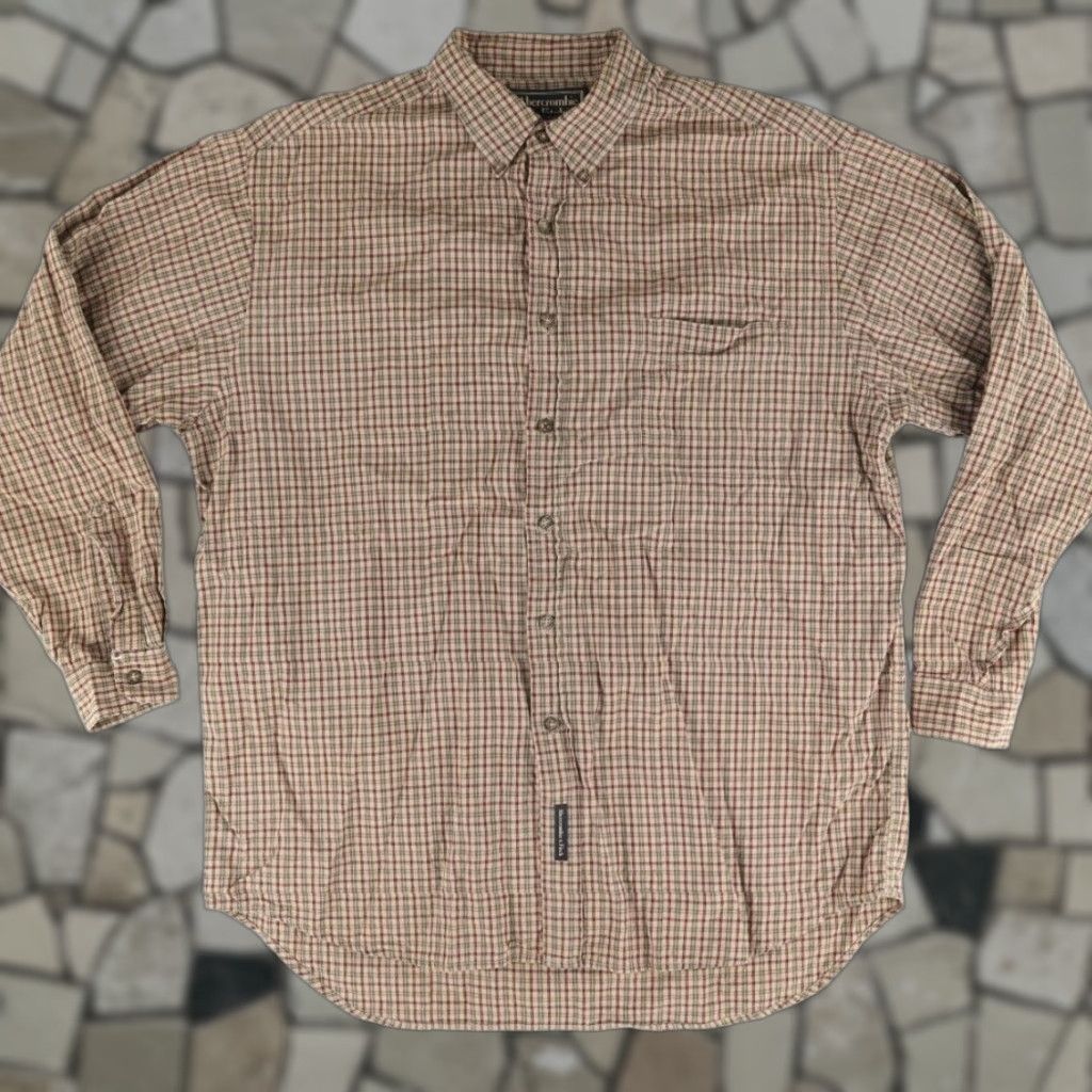 Abercrombie & Fitch Abercrombie & Fitch Outdoor Goods Cotton Gingham Long Sleeve Button Down Shirt Brown Men's L Size US L / EU 52-54 / 3 - 1 Thumbnail