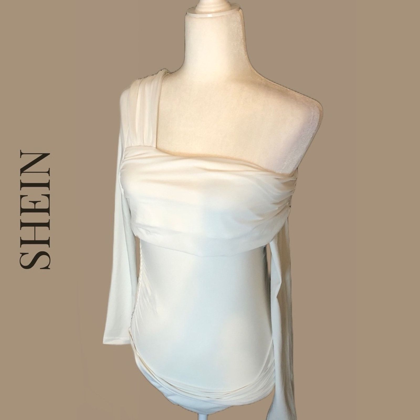 Shein SHEIN • White One-Shoulder Bodysuit • S Size S / US 4 / IT 40 - 1 Thumbnail