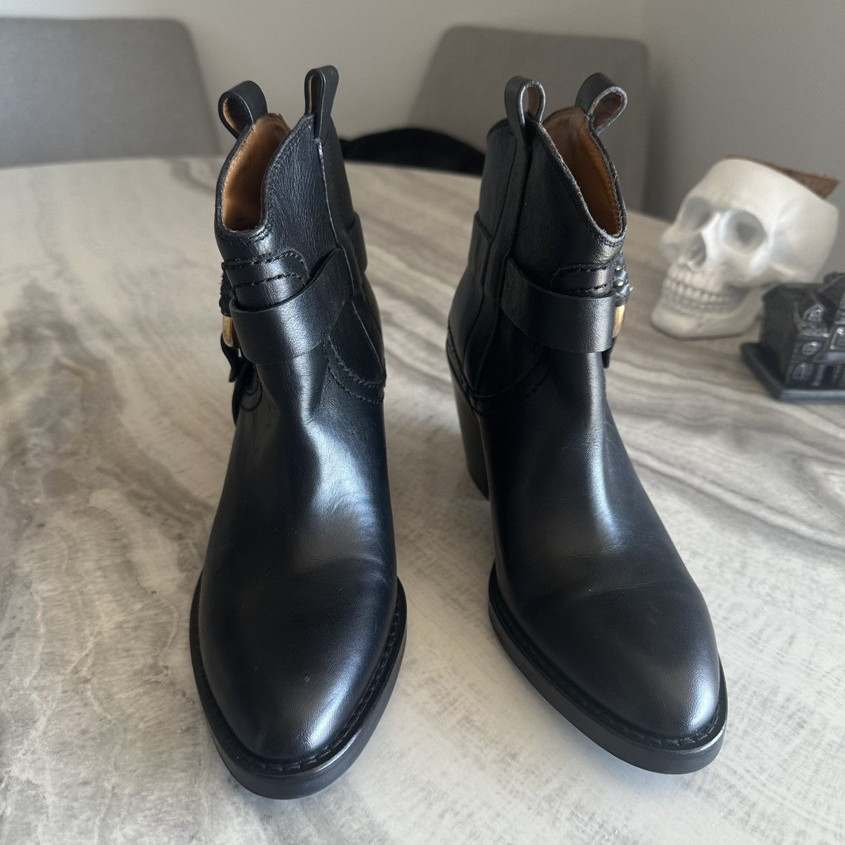 See by Chloe See by Chloe Hana Cowboy Black Leather Harness Ankle Boots Size US 7 / IT 37 - 4 Thumbnail