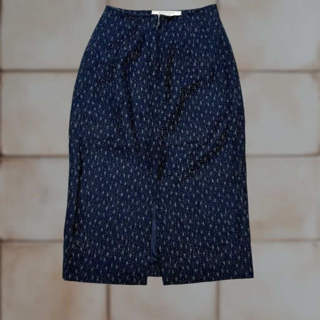 Saks Fifth Avenue VINTAGE Saks Fifth Avenue Women's Skirt Pencil Wool Navy Blue 100% Lined Midi Size 6 Mens? Size 28" / US 6 / IT 42 - 1 Thumbnail