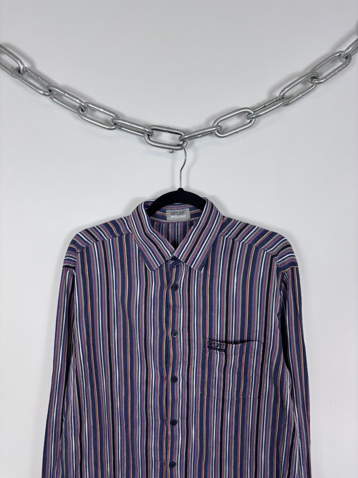 Missoni Vintage Missoni Sport Striped Linen Cotton Button Up Shirt Size US M / EU 48-50 / 2 - 2 Thumbnail