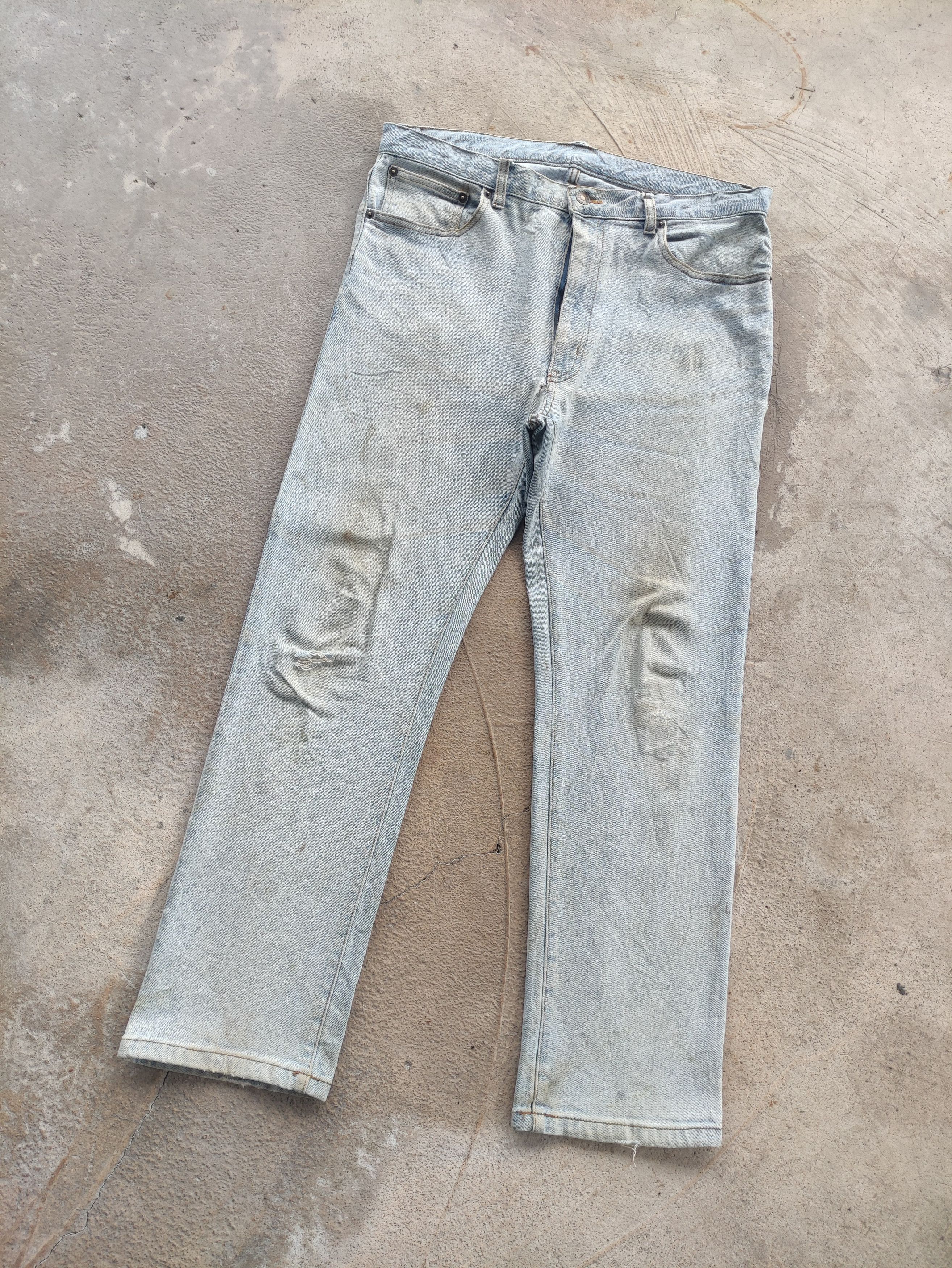 Japanese Brand Vintage OSJ Jean Distressed Faded Denim Size US 36 / EU 52 - 2 Thumbnail