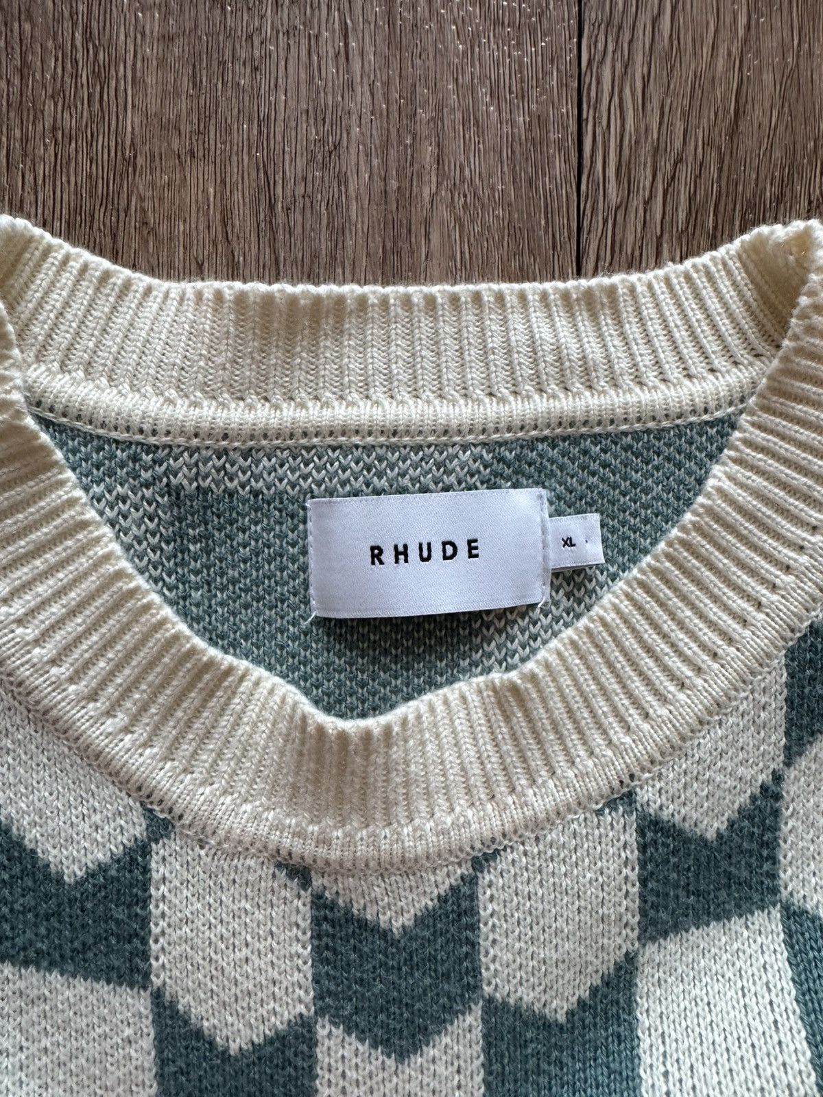 Rhude Rhude Knit Chevron Check-Print Racing Crewneck Size US XL / EU 56 / 4 - 3 Thumbnail