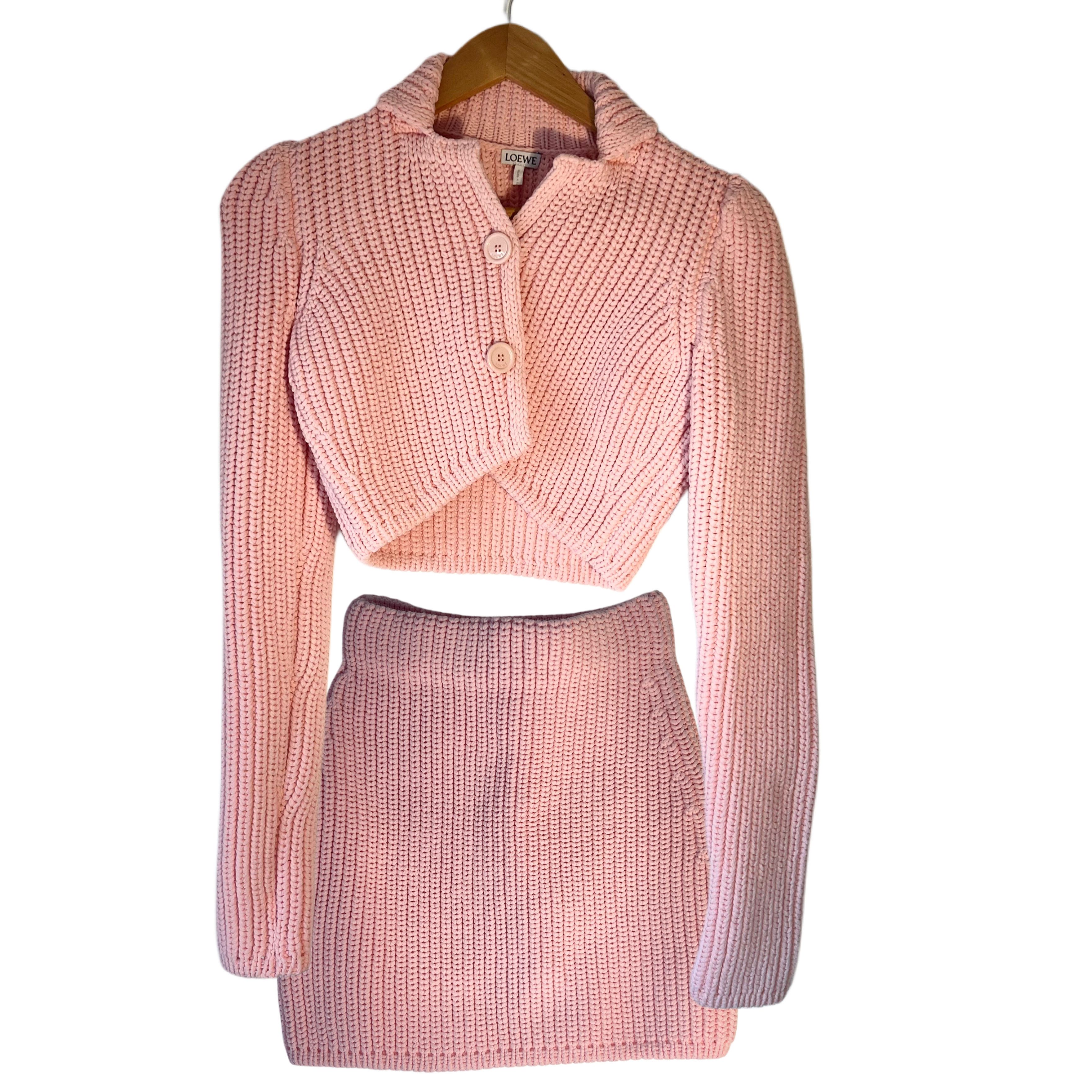 Loewe LOEWE two piece pink set sweater, cropped Jacket and skirt Size S / US 4 / IT 40 - 1 Thumbnail