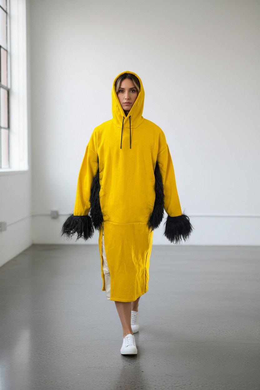 Other Custom-made Yellow Hooded Robe with Real mongolian Fur Size US L / EU 52-54 / 3 - 1 Thumbnail