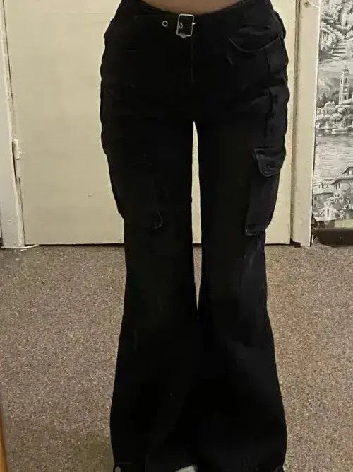 Japanese Brand Black Flare Slim Jeans Multiple Pockets Size US 32 / EU 48 - 6 Thumbnail