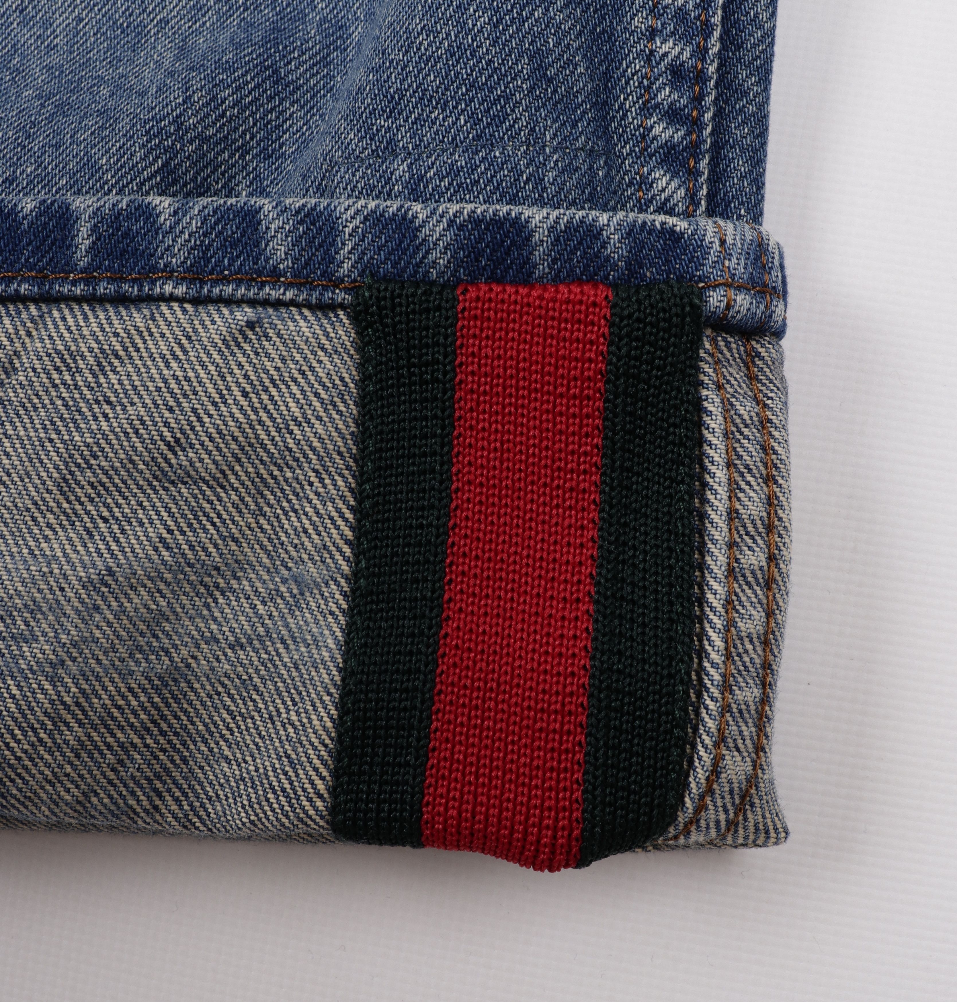 Gucci Men's Gucci Cotton Blue Jeans Web Strap W32" L40" Size US 32 / EU 48 - 5 Thumbnail