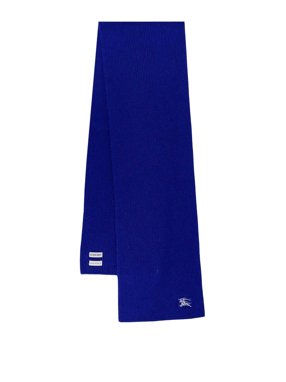 Burberry BURBERRY blue EKD logo embroidered cashmere scarf Size ONE SIZE - 1 Thumbnail