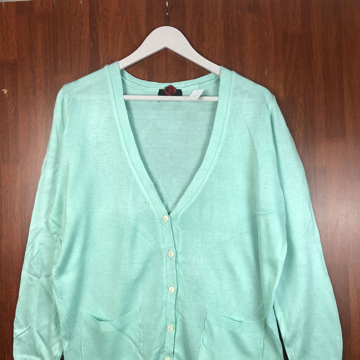 Japanese Brand Datura vintage crochet knitwear Green Cardigan #7489 Size XL / US 12-14 / IT 48-50 - 2 Thumbnail