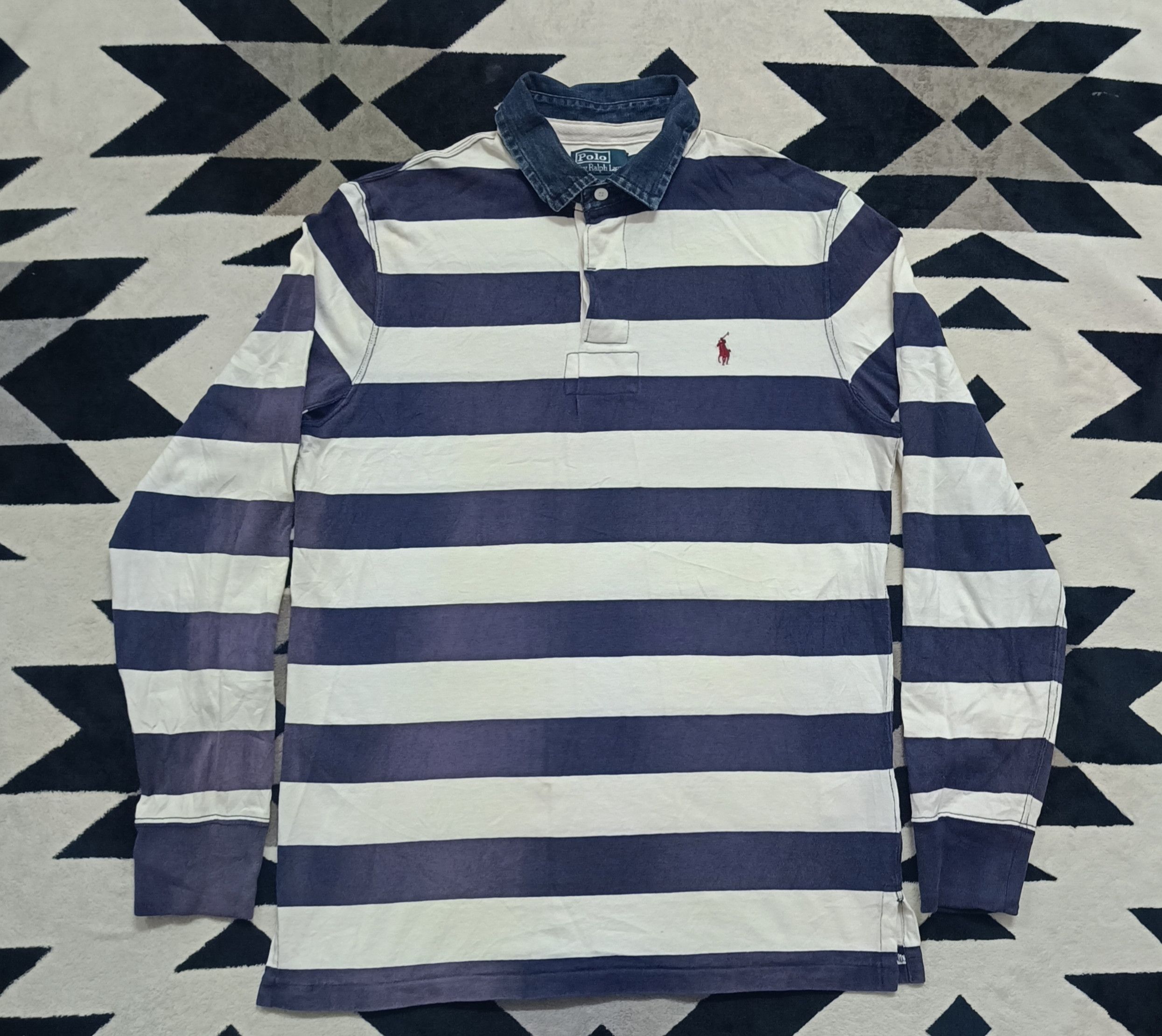 Polo Ralph Lauren 🔥🔥Rare Vintage Polo Ralph Lauren Rugby Sun-Faded L/S Tee Size US L / EU 52-54 / 3 - 2 Thumbnail