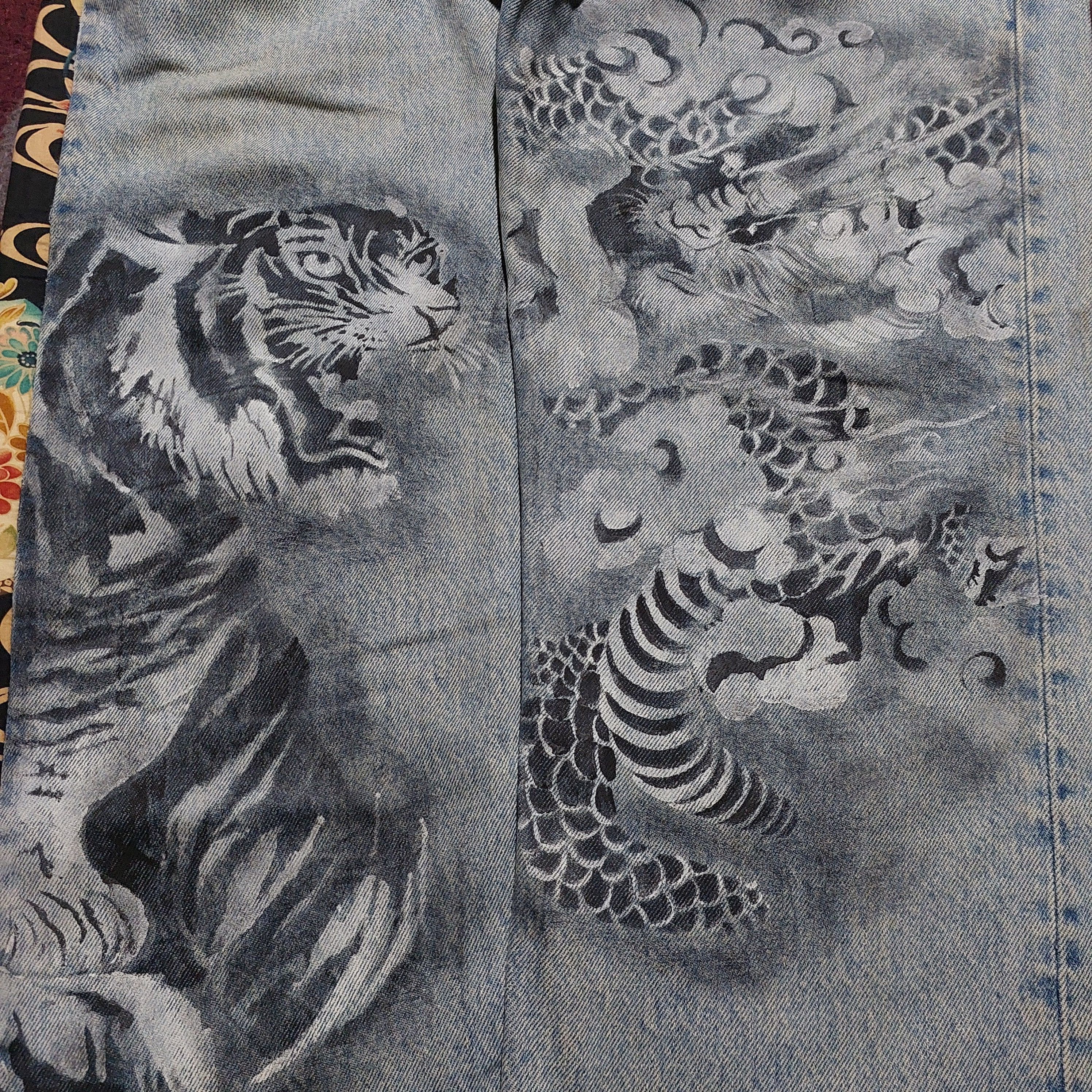 Levi's Vintage 501 Levi's custom tiger art japan sakura denim Size US 34 / EU 50 - 5 Thumbnail