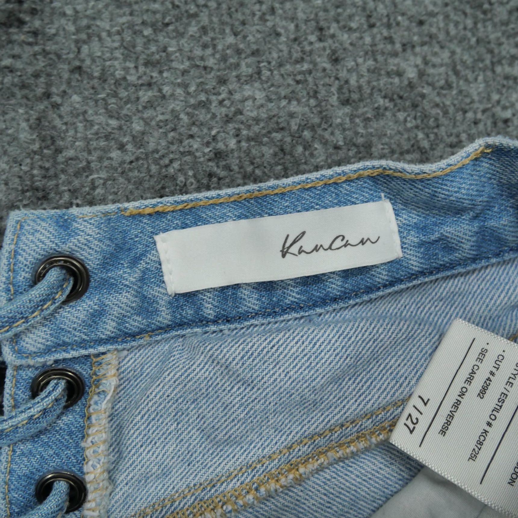 Vintage Kancan Jeans Womens 7 27 Blue Pants Wideleg Raw Hem Back Lace Up 28x28 Jeans Womens Size 28" / US 6 / IT 42 - 5 Thumbnail