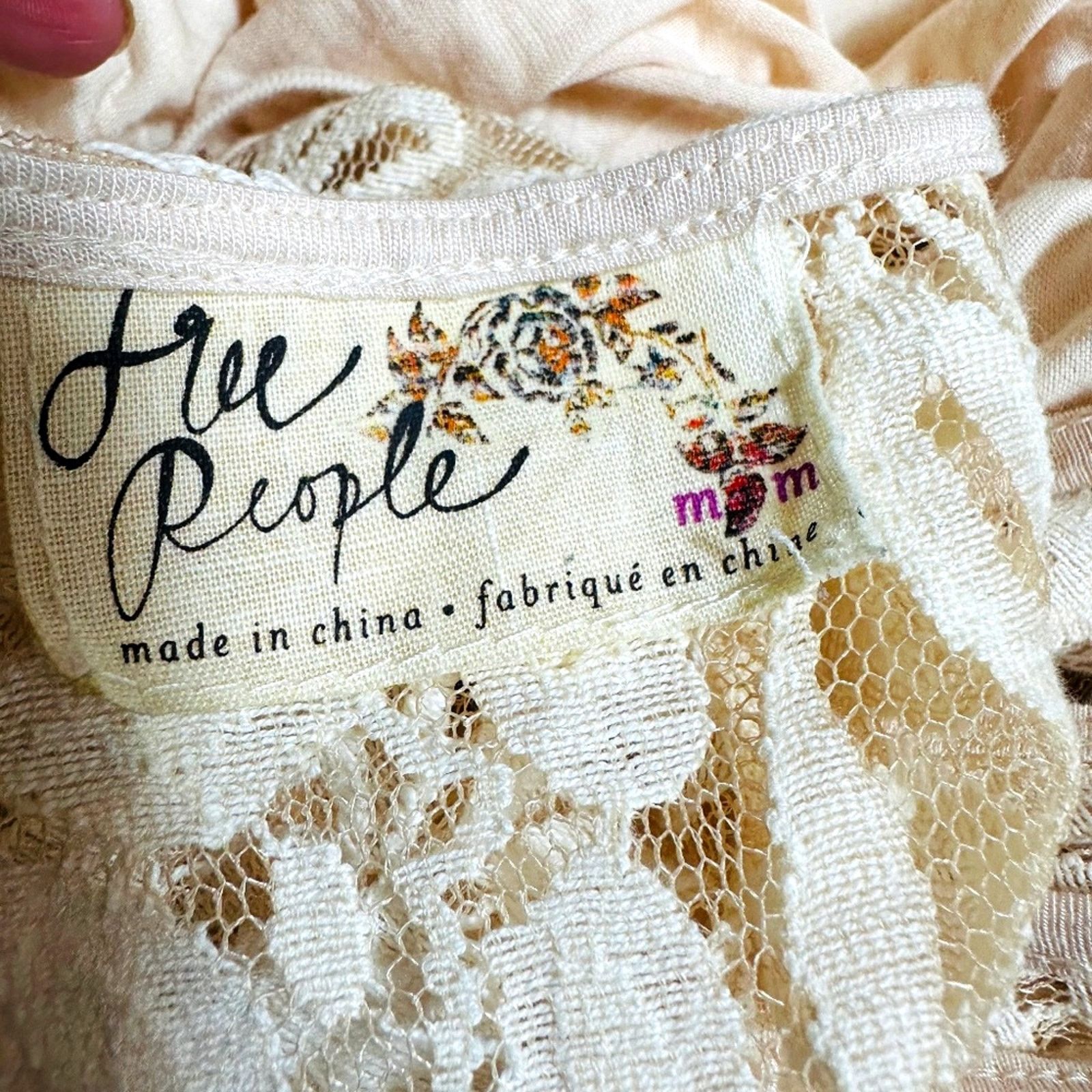 Free People Free People Lace Sleeveless Mini Dress Beige M Size M / US 6-8 / IT 42-44 - 12 Thumbnail