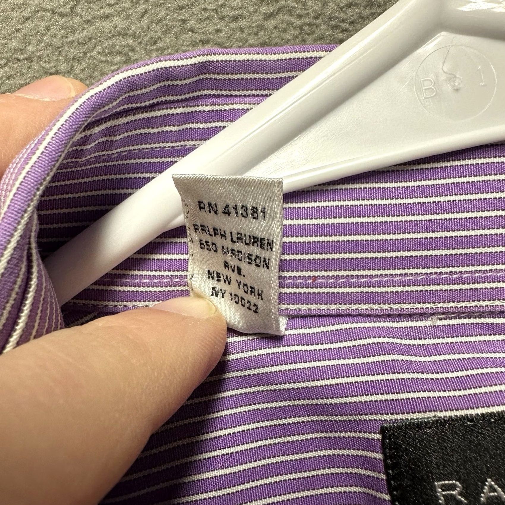 Ralph Lauren Ralph Lauren Black Label Dress Shirt Mens 16 Purple Striped Button Up Italy EUC Shirt Long Sleeve (Barrel Cuff) 100% Cotton Size 42R - 7 Thumbnail