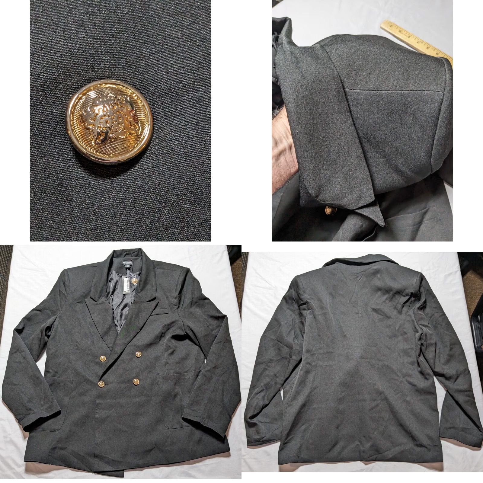 PrettyLittleThing VINTAGE PRETTY LITTLE THING Blazer Women Oversize US12 Black Military Button Detail NEW Size XL / US 12-14 / IT 48-50 - 10 Thumbnail